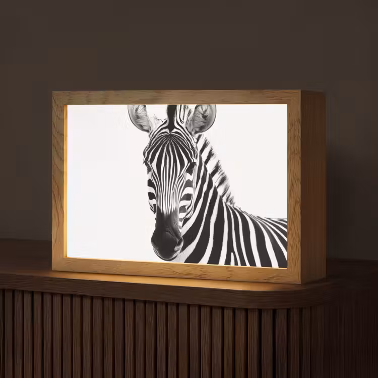 Zebra - Close-up - Zwart - Strepen Light Box met kabel (Tafellamp) klein -z3d_website