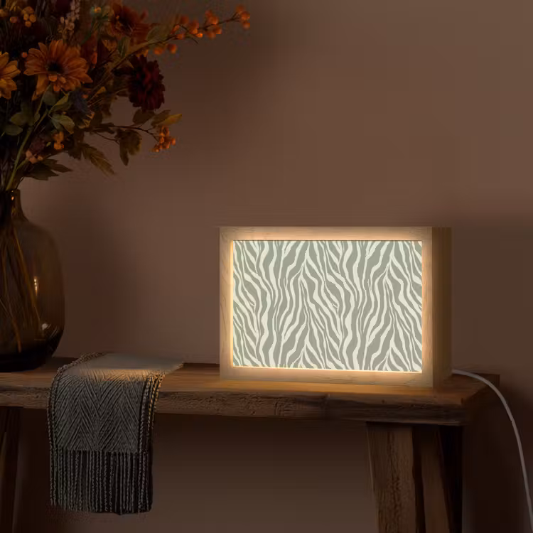 Zebra - Motief - Groen Light Box met kabel (Tafellamp) klein 924 -sfeer4