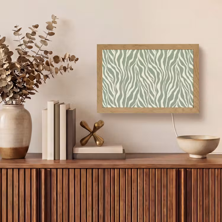 Zebra - Motief - Groen Light Box met kabel (Tafellamp) klein 924 -sfeer2