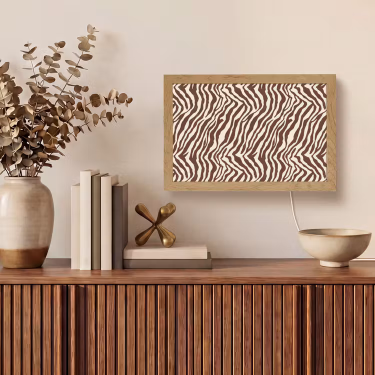 Zebra - Patroon - Zwart - Wit Light Box met kabel (Tafellamp) klein 924 -sfeer2