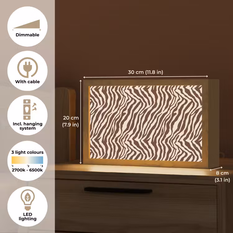 Zebra - Patroon - Zwart - Wit Light Box met kabel (Tafellamp) klein 924 -USP_EN