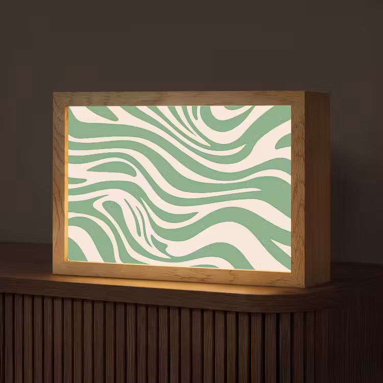 Zebrapatroon - Groen - Retro Light Box met kabel (Tafellamp) klein -z3d_website