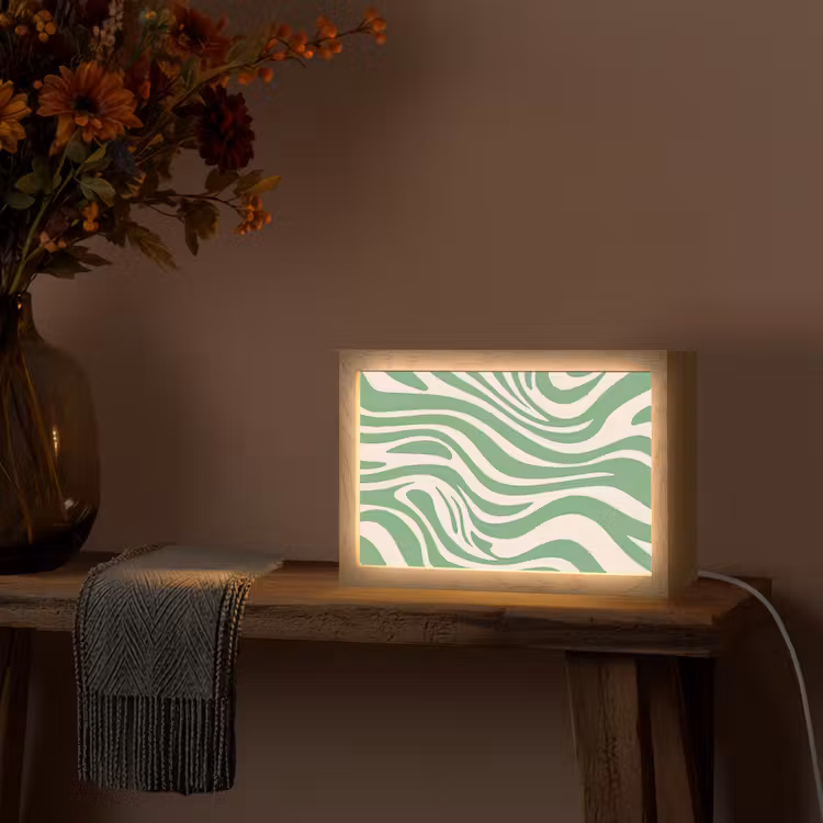 Zebrapatroon - Groen - Retro Light Box met kabel (Tafellamp) klein -sfeer4