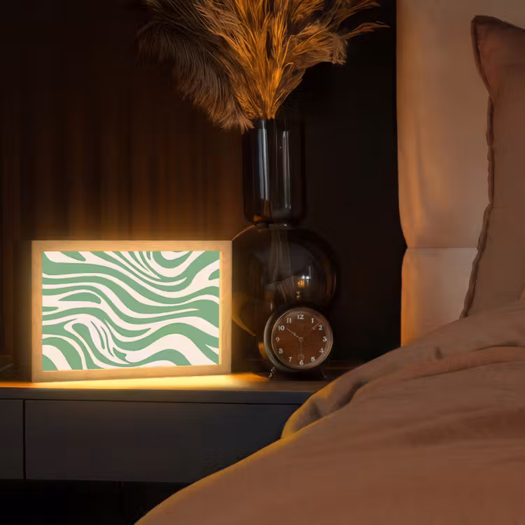 Zebrapatroon - Groen - Retro Light Box met kabel (Tafellamp) klein -sfeer1
