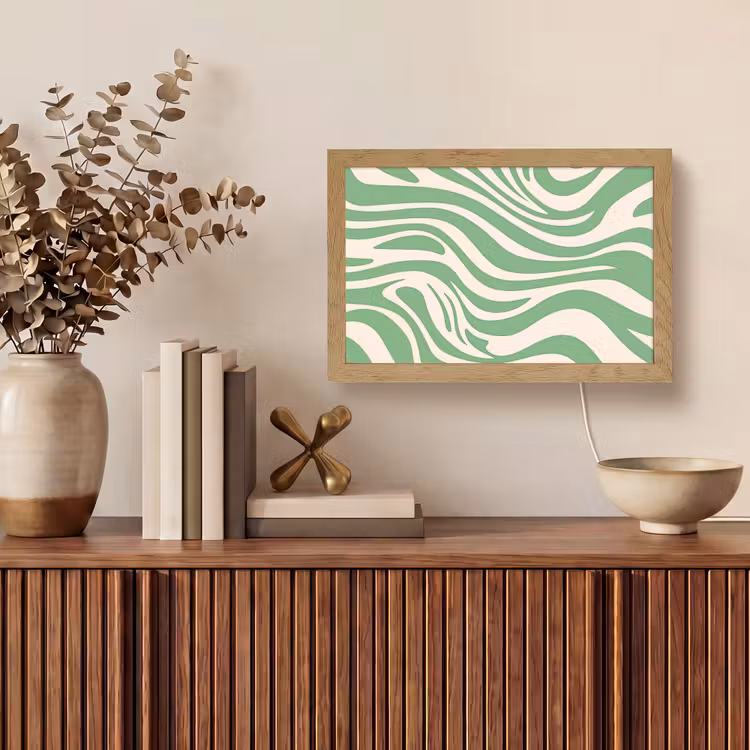 Zebrapatroon - Groen - Retro Light Box met kabel (Tafellamp) klein -sfeer2