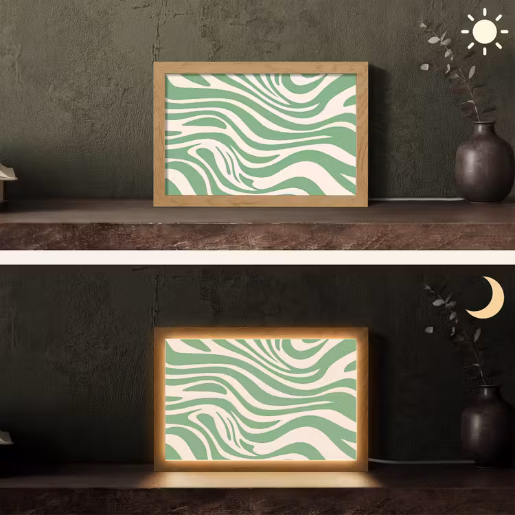 Zebrapatroon - Groen - Retro Light Box met kabel (Tafellamp) klein -sfeer3