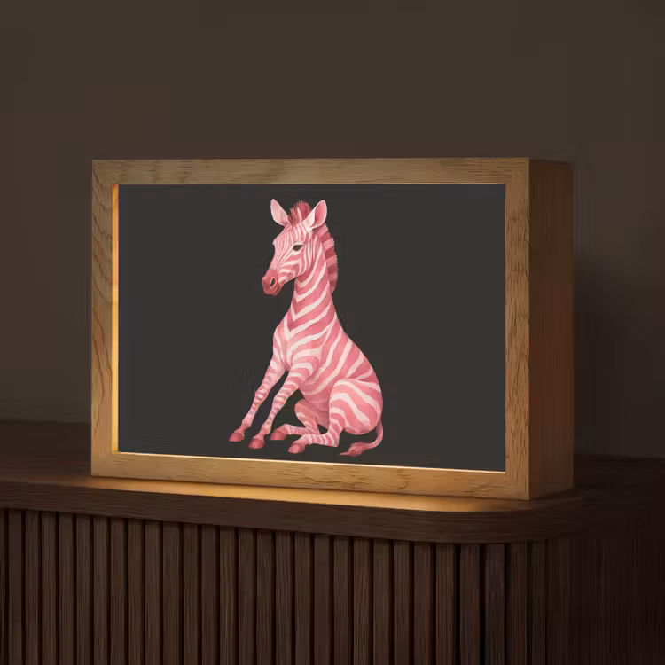 Zebra - Roze - Gestreept Light Box met kabel (Tafellamp) klein -z3d_website