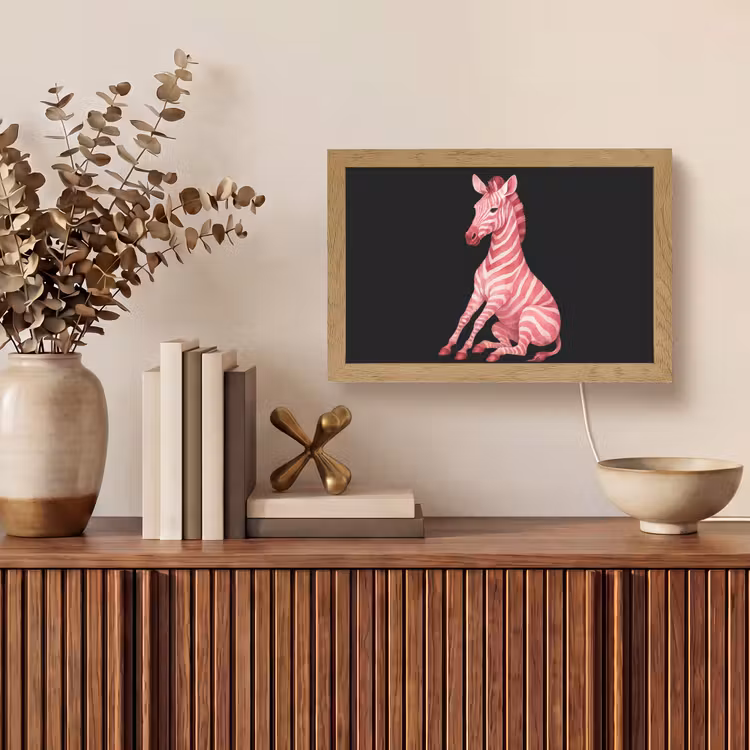 Zebra - Roze - Gestreept Light Box met kabel (Tafellamp) klein -sfeer2