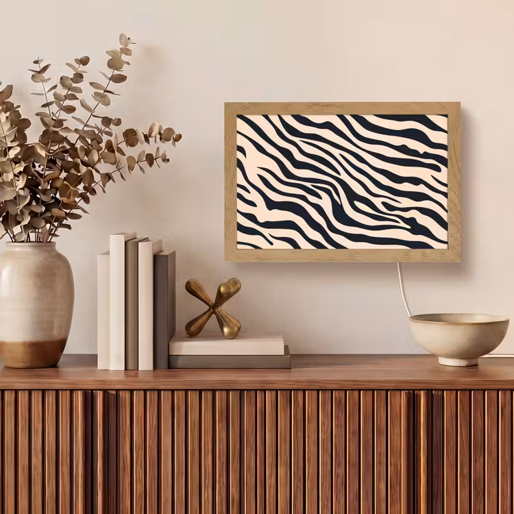Zebraprint - Dynamisch - Roze Light Box met kabel (Tafellamp) klein -sfeer2