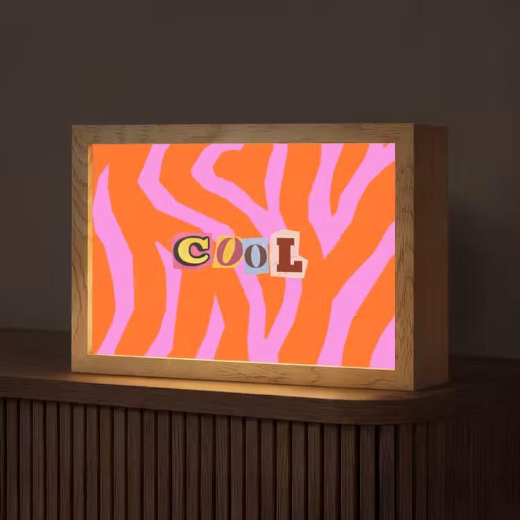 Zebraprint - Grafisch - COOL - Oranje Light Box met kabel (Tafellamp) klein -z3d_website