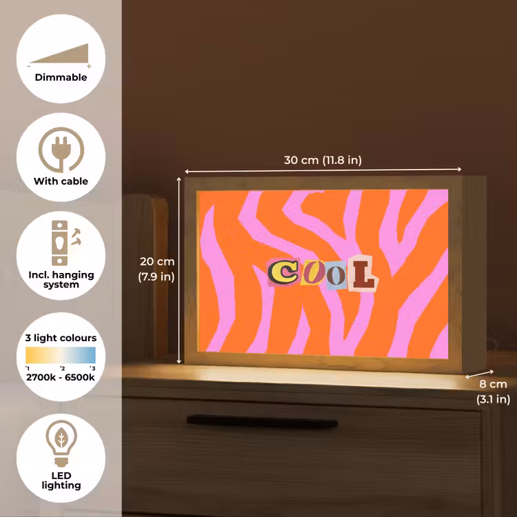 Zebraprint - Grafisch - COOL - Oranje Light Box met kabel (Tafellamp) klein -USP_EN