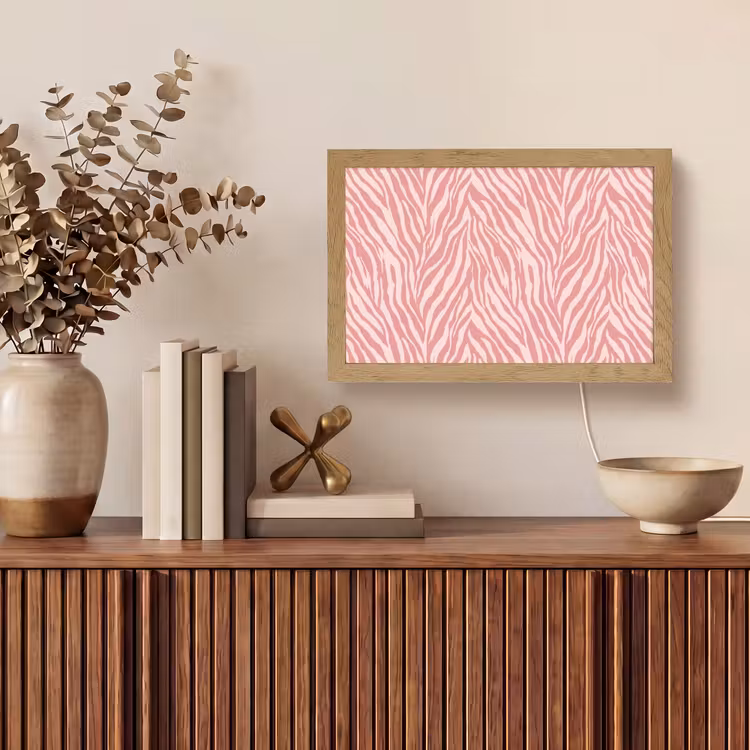 Zebra - Print - Roze Light Box met kabel (Tafellamp) klein 924 -sfeer2