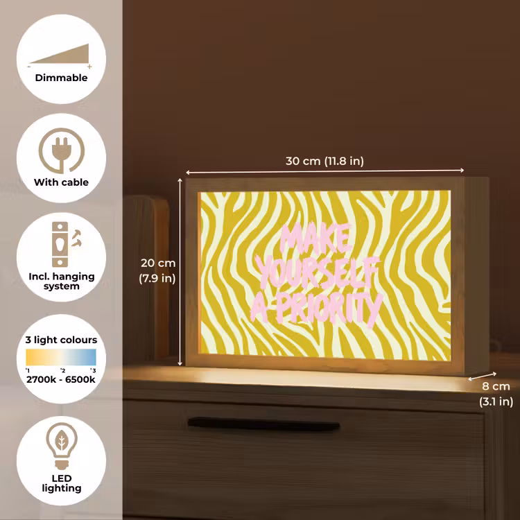 Zebraprint - Priority - Roze Light Box met kabel (Tafellamp) klein -USP_EN