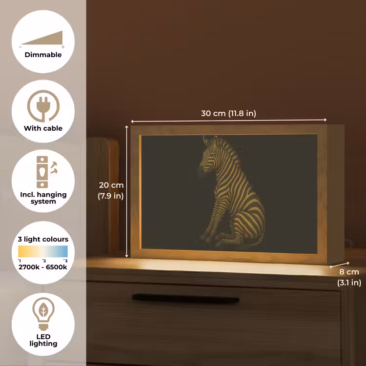 Zebra - Strepen - Goud Light Box met kabel (Tafellamp) klein -USP_EN