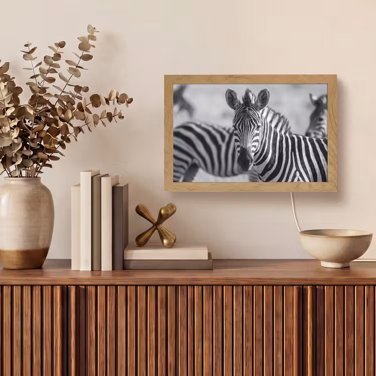 Zebra's - Zwart - Wit Light Box met kabel (Tafellamp) klein -sfeer2