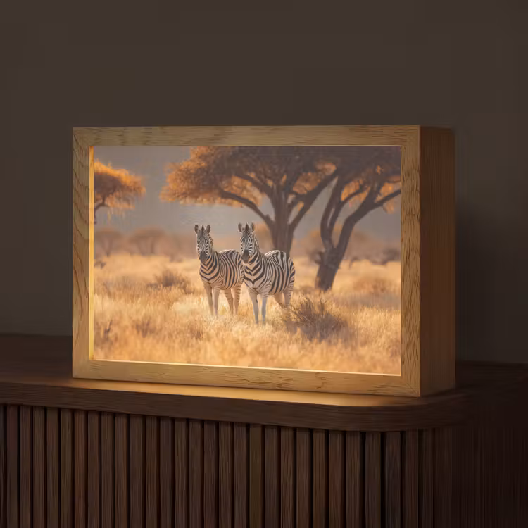 Zebra's - Savannelandschap - Gras Light Box met kabel (Tafellamp) klein -z3d_website