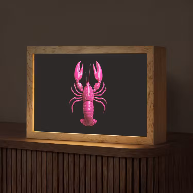 Kreeft - Felroze - Stippen - Opvallend Light Box met kabel (Tafellamp) klein -z3d_website