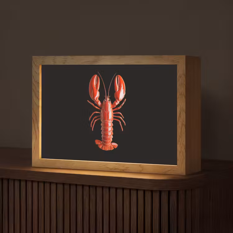 Kreeft - Glossier Rood - Zwart Light Box met kabel (Tafellamp) klein -z3d_website