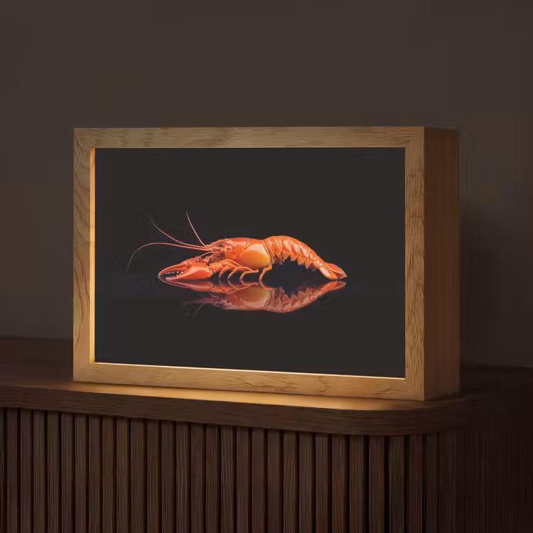 Kreeft - Oranje - Zwart - Opvallend Light Box met kabel (Tafellamp) klein -z3d_website