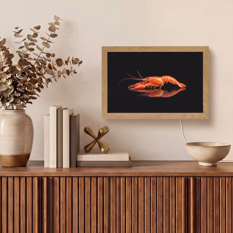 Kreeft - Oranje - Zwart - Opvallend Light Box met kabel (Tafellamp) klein -sfeer2