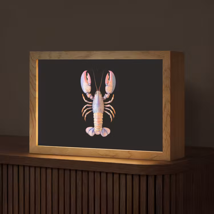 Kreeft - Roze - Zacht - Zwart Light Box met kabel (Tafellamp) klein -z3d_website