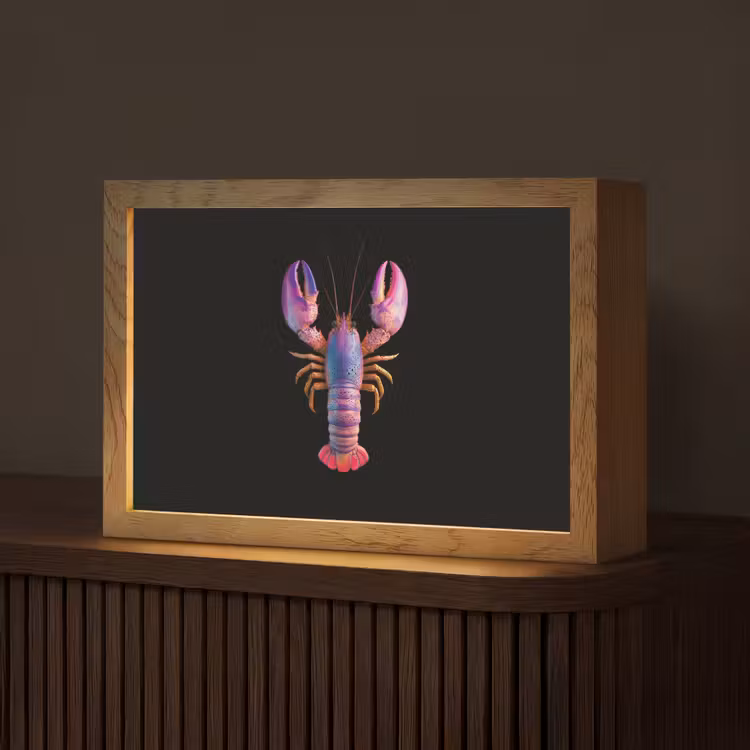 Kreeft - Paars - Roze - Zwart - Stippen - Lila Light Box met kabel (Tafellamp) klein -z3d_website
