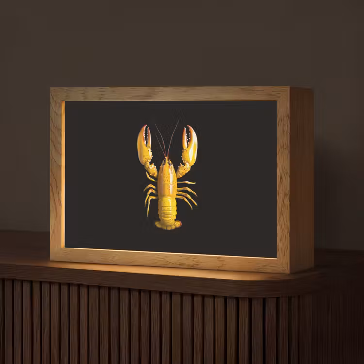 Kreeft - Geel - Stippen - Effen Light Box met kabel (Tafellamp) klein -z3d_website