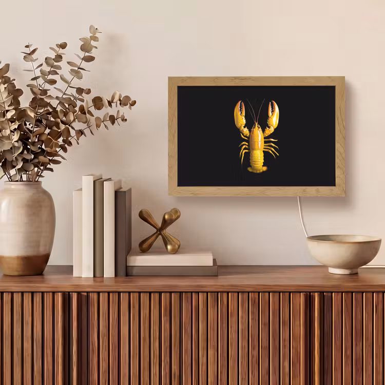 Kreeft - Geel - Stippen - Effen Light Box met kabel (Tafellamp) klein -sfeer2