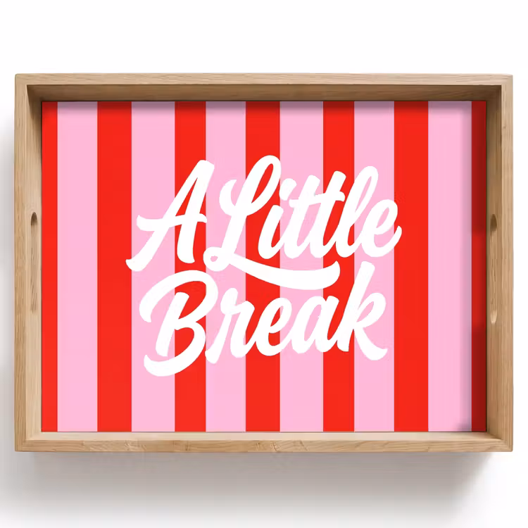 A Little Break - Strepen - Rood - Roze Dienblad Rechthoek middel -z3d_shopping