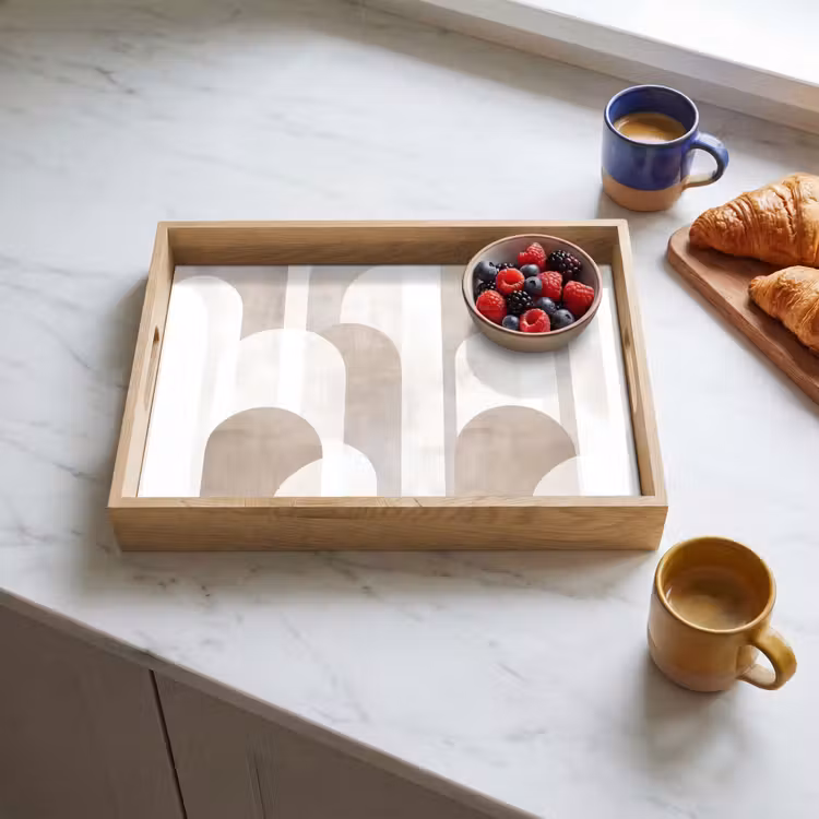 Abstracte bogen - Modern - Beige Dienblad Rechthoek middel -sfeer2