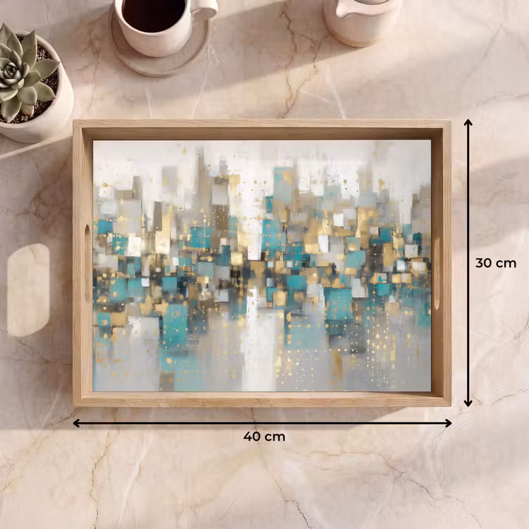 Abstract - Blokken - Goud - Skyline Dienblad Rechthoek middel -USP_Formaat