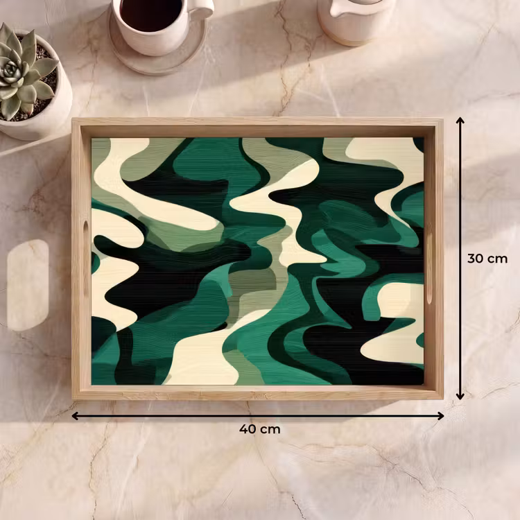 Abstract - Camouflage - Groen Dienblad Rechthoek middel -USP_Formaat
