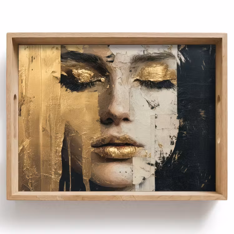 Abstract - Goud - Gezicht - Lippen Dienblad Rechthoek middel -z3d_shopping