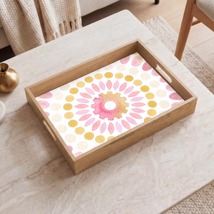 Abstract - Mandala - Kunst - Modern - Roze Dienblad Rechthoek middel -sfeer1