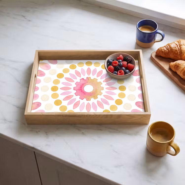 Abstract - Mandala - Kunst - Modern - Roze Dienblad Rechthoek middel -sfeer2