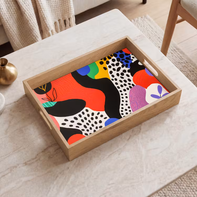 Abstract - Vormen - Kleuren - Stippen Dienblad Rechthoek middel -sfeer1