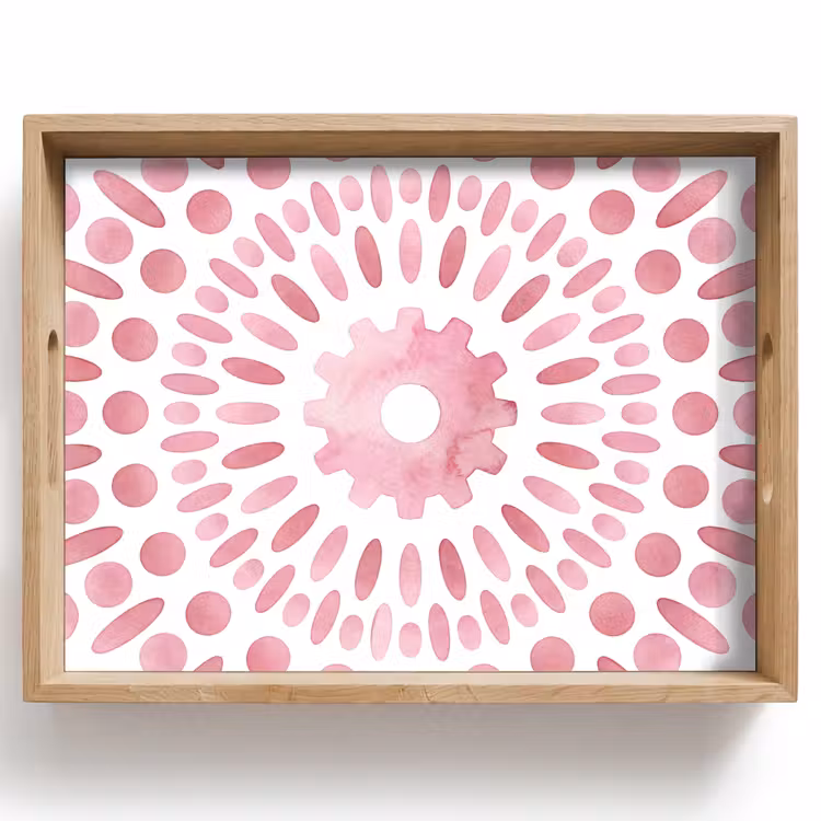 Abstract - Vormen - Patroon - Aquarel - Roze Dienblad Rechthoek middel -z3d_shopping