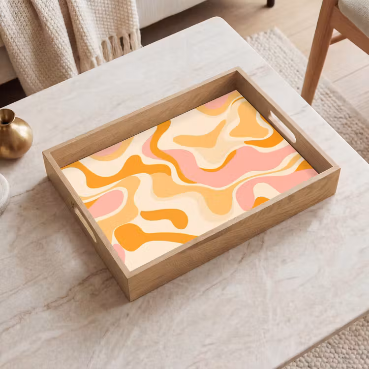 Abstract - Golvend - Oranje Dienblad Rechthoek middel -sfeer1