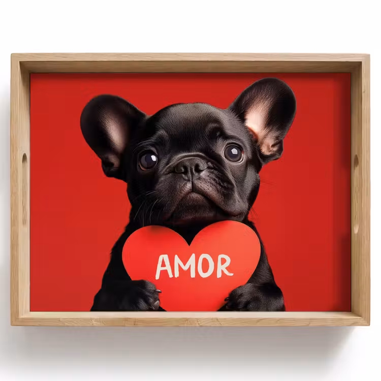 Amor - Hond  - Hartje - Rood Dienblad Rechthoek middel -z3d_shopping