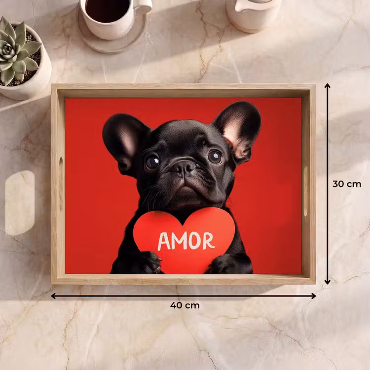 Amor - Hond  - Hartje - Rood Dienblad Rechthoek middel -USP_Formaat