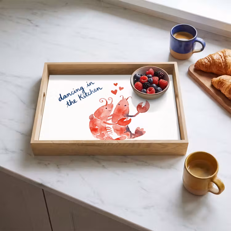 Dier - Dans - Liefde - Waterverf - Rood Dienblad Rechthoek middel -sfeer2