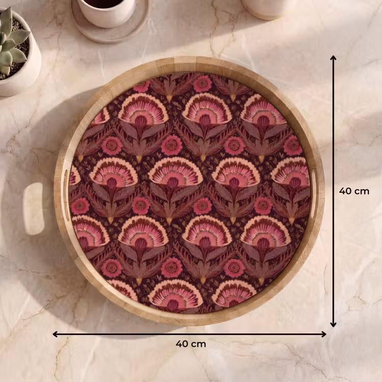 Antiek - Bloemen - Kleurrijk Dienblad Rond middel 914 -USP_Formaat