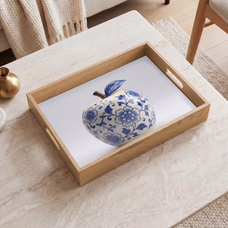 Appel - Blauw - Klassiek Dienblad Rechthoek middel -sfeer1