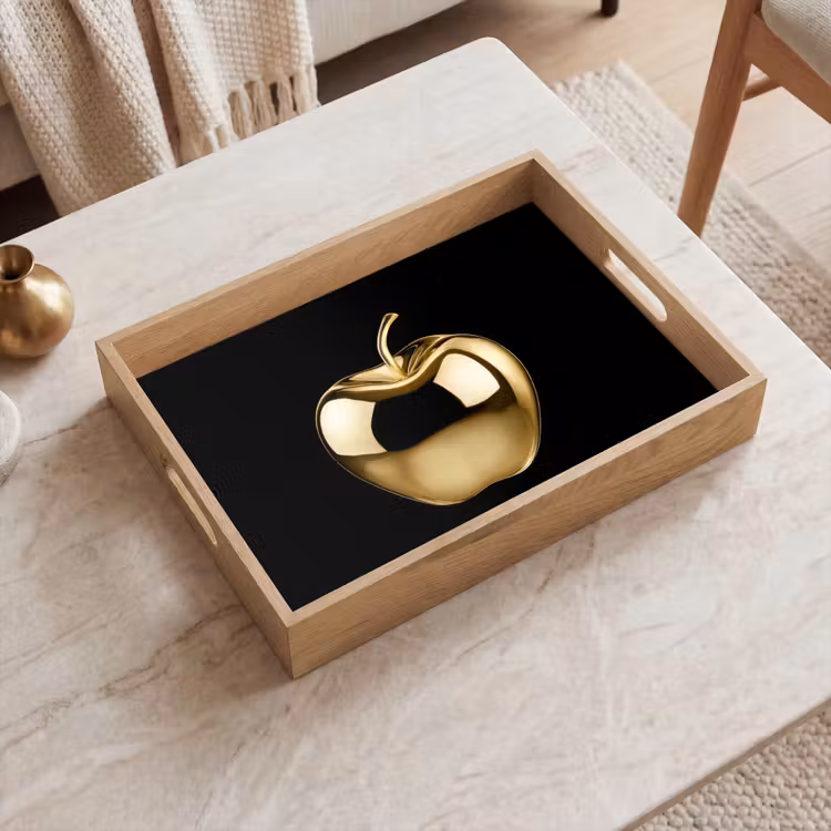 Appel - Goud - Chrome - Zwart Dienblad Rechthoek middel -sfeer1