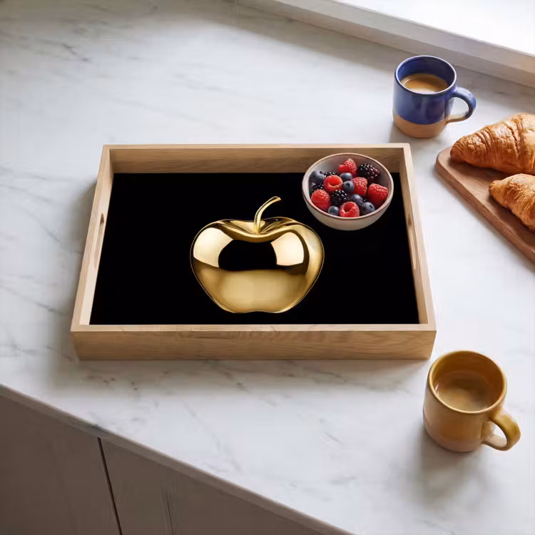 Appel - Goud - Chrome - Zwart Dienblad Rechthoek middel -sfeer2
