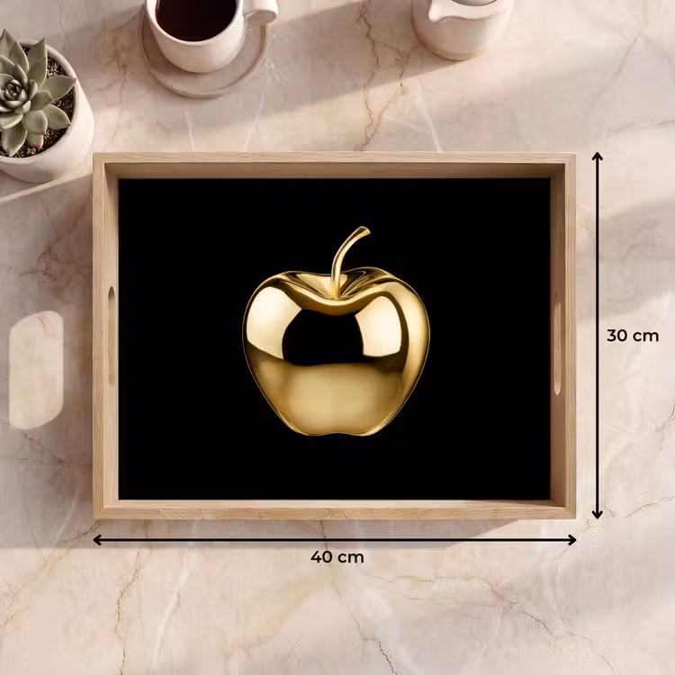 Appel - Goud - Chrome - Zwart Dienblad Rechthoek middel -USP_Formaat