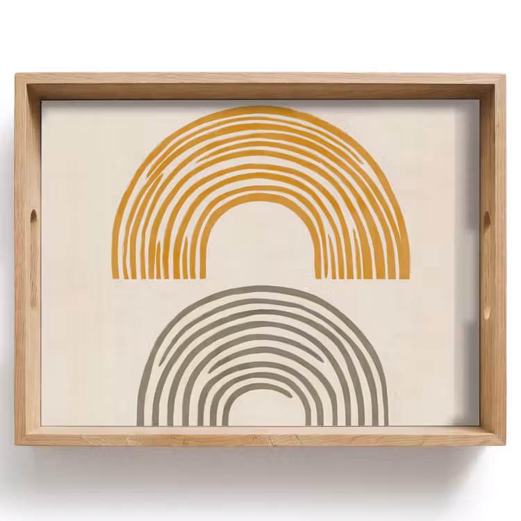 Bogen - Lijnen - Oranje - Minimalistisch Dienblad Rechthoek middel -z3d_shopping