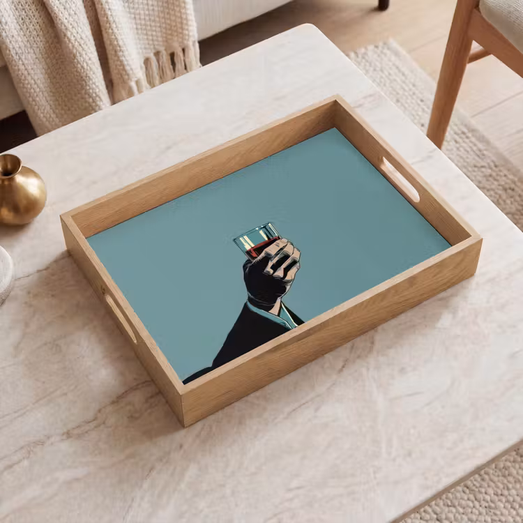 Arm - Glas - Pak - Blauw Dienblad Rechthoek middel -sfeer1
