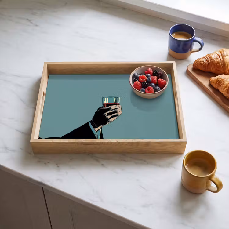 Arm - Glas - Pak - Blauw Dienblad Rechthoek middel -sfeer2