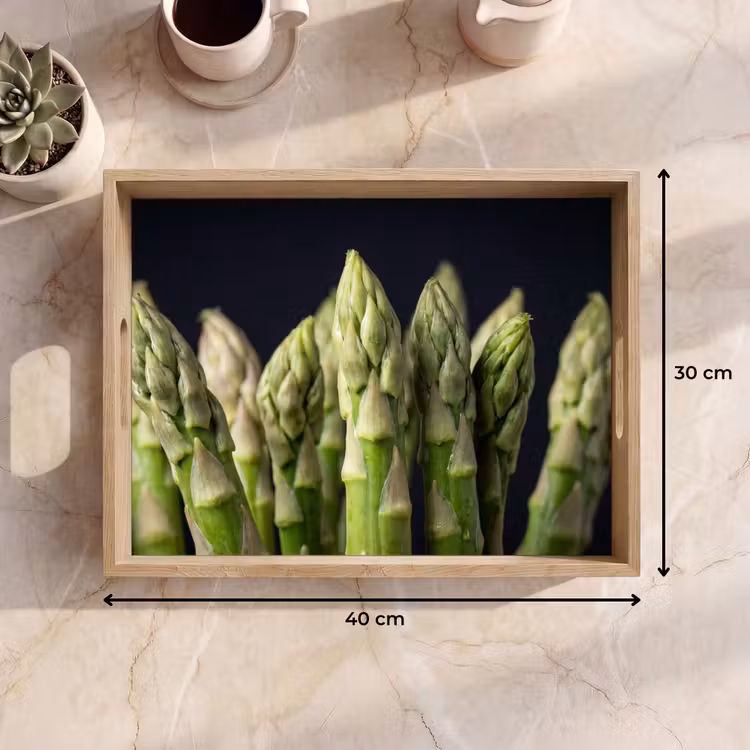 Asperges - Groen - Zwart Dienblad Rechthoek middel -USP_Formaat